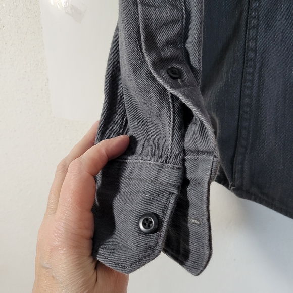 Mens Odin New York Long Sleeve Heavy Weight Gray Button front shirt size Small - Picture 4 of 10